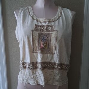 Surya Cream Cotton Blend Top